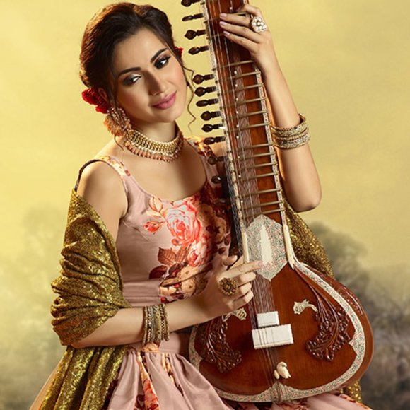 Bringing You the Elements of Style Peach Organza Printed With Sequence Lehenga - Picture 2 of 2